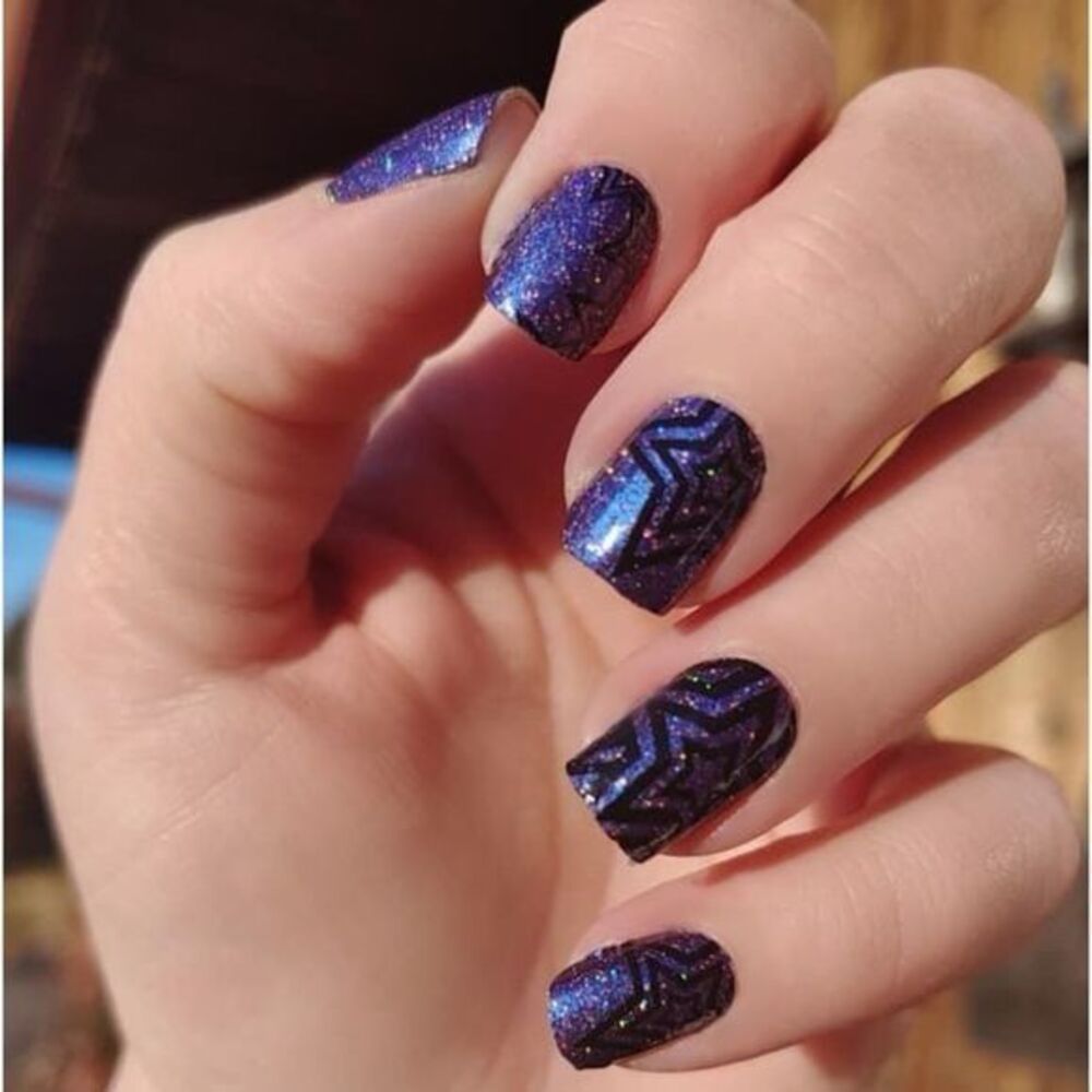 Color Street | On Star Watch, a bluish purple glitter with stars.